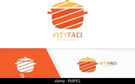 Vector pot logo combination. Kitchen symbol or icon. Unique pan logotype design template. Stock Vector
