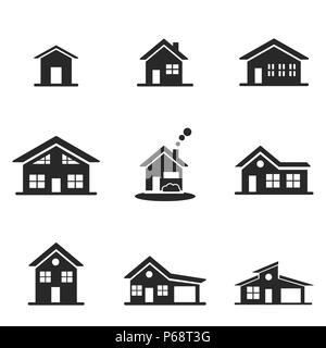 House icon set. Line style icon design. UI. Illustration of house icons. Pictogram isolated set on white. Ready to use in web design, apps, software, print. Stock Photo