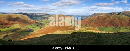 View from Beda Fell towards Ullswater and Hallin Fell in the Lake District National Park, Cumbria, England. Stock Photo
