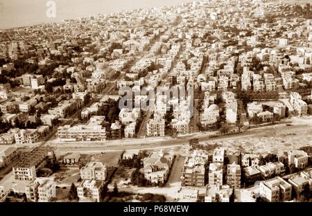 Tel Aviv Central looking down on Allenby Street. Tel Aviv is the second most populous city in Israel, and makes up the largest part of the city municipality of Tel Aviv-Yafo. Tel Aviv was founded by the Jewish community on the outskirts of the ancient port city of Jaffa in 1909. The two cities were merged in 1950 as immigration increased. Stock Photo
