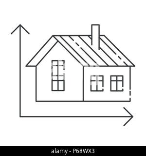 Vector illustration of modern icon depicting a home measurement concept. High quality black outline logo for web site design and mobile apps. Vector i Stock Vector