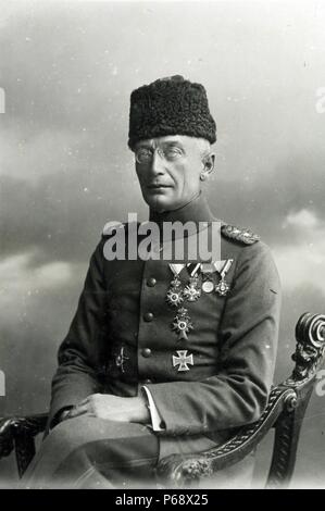 Photograph of Friedrich Freiherr Kress von Kressenstein (1870-1948) German Genenral from Nuremberg and assisted in the direction of the Ottoman Army during World War I. Dated 1916 Stock Photo