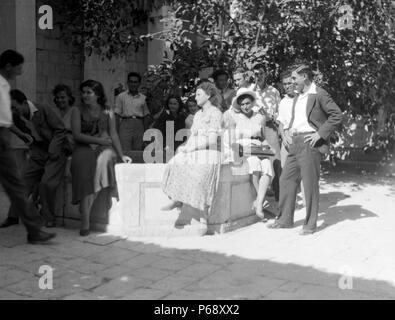 Photograph of Zionist activities in Palestine a co-educational group at the Hebrew University in Jerusalem. Dated 1930 Stock Photo