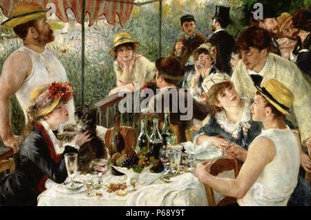 Painting titled 'Le déjeuner des canotiers' the Luncheon of the Boating Party. Painting by Pierre-Auguste Renoir (1841-1919) French impressionist. Dated 1881 Stock Photo