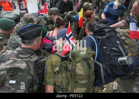 during the 49th Annual Marche Internationale de Diekirch, Diekirch, Luxembourg, May 22, 2016. This is an annual international marching event hosted by the Luxembourg Army and the city of Diekirch. Military participants must complete 80 kilometers during a two day period around the vicinity of Diekirch, Luxembourg. (U.S. Army photo by Spc. Joseph Cathey/released) Stock Photo