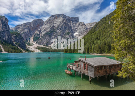 Lago di Braies, Prags, South Tyrol, Dolomites, Italy, Europe Stock Photo