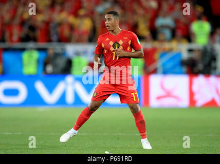 Belgium's Youri Tielemans during the FIFA World Cup Group G match at Kaliningrad Stadium. PRESS ASSOCIATION Photo. Picture date: Thursday June 28, 2018. See PA story WORLDCUP England. Photo credit should read: Adam Davy/PA Wire. RESTRICTIONS: Editorial use only. No commercial use. No use with any unofficial 3rd party logos. No manipulation of images. No video emulation Stock Photo