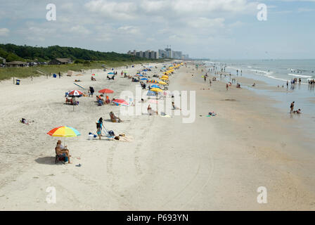Vacationers Relaxing & Having Fun at Myrtle Beach State Park, SC, USA. Stock Photo