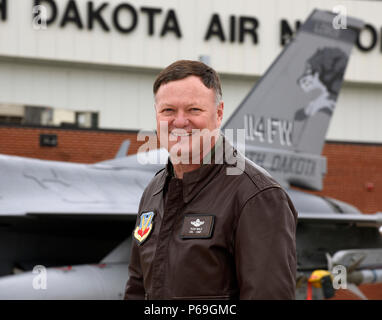 SIOUX FALLS, S.D. - Col. Russ A. Walz, 114th Fighter Wing commander, will be promoted to the rank of Brig. Gen. May 1, 2016 and moving to his new position as the Director of Joint Staff, Joint Force Headquarters, South Dakota National Guard and South Dakota Air National Guard Chief of Staff.  Walz has served as the 114th Fighter Wing commander for 10 years and is a command pilot with over 3,750 total fighter hours in the A-7D and F-16C aircraft. He has over 70 combat hours in support of Operations NORTHERN and SOUTHERN WATCH. . (U.S. Air National Guard photo by Senior Master Sgt. Nancy Ausland Stock Photo