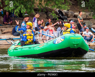 Rafters on Arkansas River, passing through Fibark river festival; Salida; Colorado; USA Stock Photo