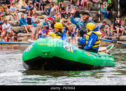 Rafters on Arkansas River, passing through Fibark river festival; Salida; Colorado; USA Stock Photo