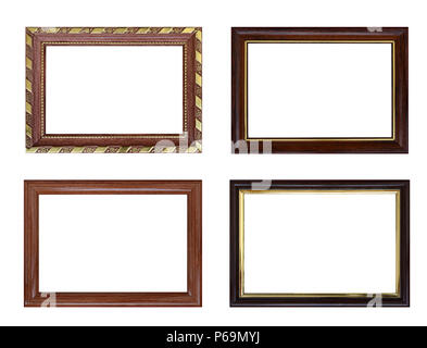 Set of empty picture frames with free space inside, isolated on white . Stock Photo