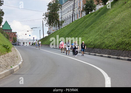 Nizhny Novgorod, Russia - June 24, 2018: It one of the cities of the World Cup 2018 in Russia. Many of the city's roads are open for hiking fans Stock Photo