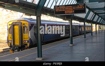 Scot Rail train, Carlisle to Glasgow via Dumfries, at platform One, North West England, UK, Stock Photo