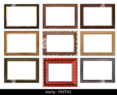 Set of empty picture frames with free space inside, isolated on white . Stock Photo