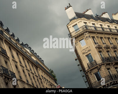 Typical parisian Haussmann-style apartment building in the city center of Paris, France. Stock Photo