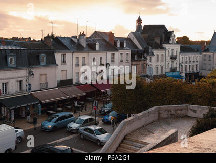 Amboise, France - November 6, 2016: Cityscape of small French town located in the Indre-et-Loire department of the Loire Valley. Traditional old livin Stock Photo