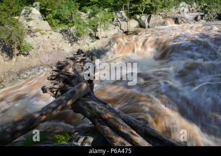 Spring flood water races down the Potomac River at Mather Gorge, Potomac, MD #1 Stock Photo