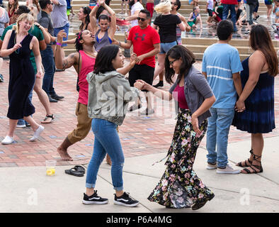 Couple dance at the Hola Carolina Festival, celebrating Latin American culture, inAsheville, NC, USA Stock Photo