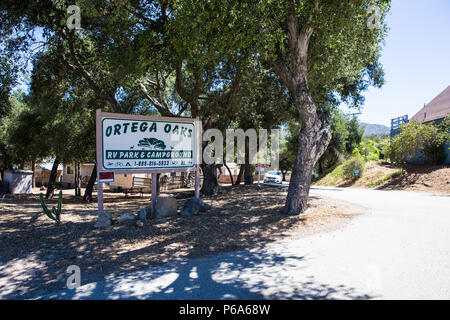 Ortegga Rv Ortega Oaks RV Park and Campground entrance sign on the Ortega Highway ...