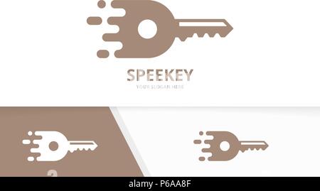 Vector fast key logo combination. Speed symbol or icon. Unique house and quick logotype design template. Stock Vector