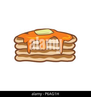 Monster Pancakes Stacked with Butter and Syrup Vector Symbol Graphic Logo Design Stock Vector