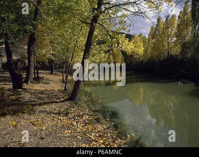 Spain. Castile-La Mancha. Province of Cuenca.  Gorge of Jucar River. View. Stock Photo