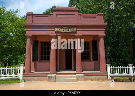 Thompson Bank at Old Sturbridge Village, Sturbridge, Worcester County, Massachusetts, USA Stock Photo