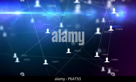 a lot of connections between avatars of men and women and numbers of relationships, social network abstract illustration Stock Photo