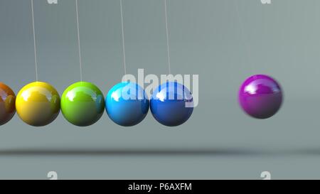 Colerful Newton's Cradle isolated on grey background Stock Photo - Alamy