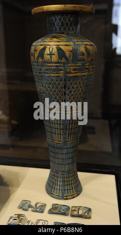 Egyptian art. Replica of the cult vessel with inlays. 20th BC. Neues Museum. Berlin. Germany. Stock Photo