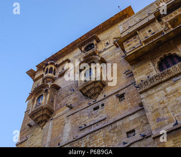 Ancient palace of Jaisalmer Fort. Jaisalmer is a former medieval trading center and a princely state in Rajasthan, India. Stock Photo