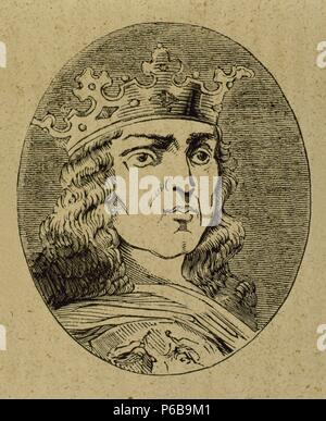 Ferdinand IV of Castile 'El Emplazado' The Summoned (1285-1312). King of Castile (1295-1312) and Leon and Galicia 1301-1312. Engraving. Stock Photo