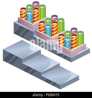 Set of Christmas fireworks isolated on white background. Christmas fireworks. The attributes of the New year. Vector illustration. Stock Vector