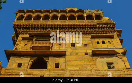 Ancient palace of Jaisalmer Fort. Jaisalmer is a former medieval trading center and a princely state in Rajasthan, India. Stock Photo