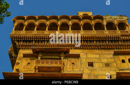 Ancient palace of Jaisalmer Fort. Jaisalmer is a former medieval trading center and a princely state in Rajasthan, India. Stock Photo