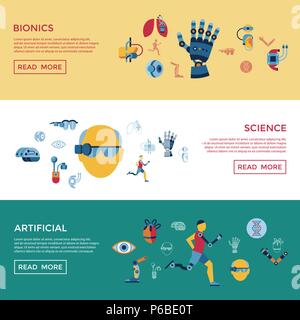 Digital vector bionics and artificial intelligence icon set infographics Stock Vector