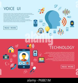 Digital vector voice control user interface and artificial intelligence icon set infographics Stock Vector