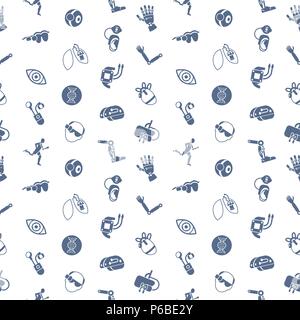 Digital vector bionics and artificial intelligence icon set, seamless pattern Stock Vector
