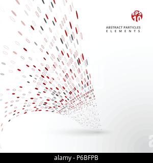 Abstract red and gray particles elements distort on white background. Vector illustration Stock Vector