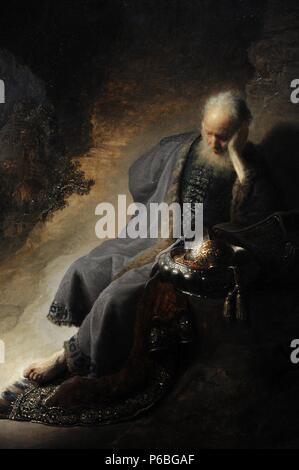 Rembrandt Harmenszoon van Rijn (1606-1669). Dutch painter. Jeremiah lamenting the Destruction of Jerusalem, 1630. Rijksmuseum. Amsterdam. Holland. Stock Photo