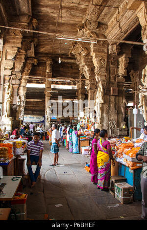 Traditional market in Madurai, Tamil Nadu, South India - March 22, 2017. Stock Photo