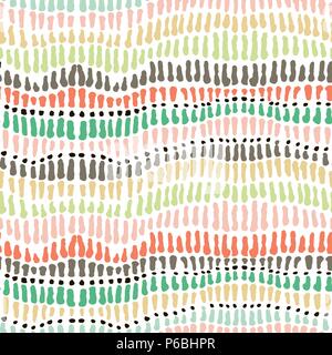 Seamless vector spots and strokes retro 60s colours pattern Stock Vector