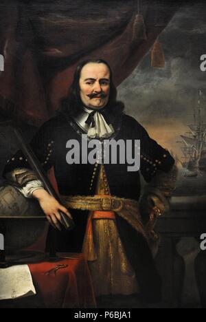Michiel de Ruyter (1607-1676). Dutch Admiral. Portrait of Michiel de Ruyter as Lieutenant-Admiral, 1667, by Ferdinand Bol (1616-1680). Rijksmuseum. Amsterdam. Holland. Stock Photo