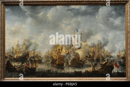 Jan Abrahamsz Beerstraten (1622-1666). Dutch painter. The Battle of Terheide, 1653-1666. Rijksmuseum. Amsterdam. Holland. Stock Photo