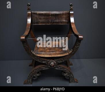 Folding X-chair, c. 1620-1650. Northern Netherlands. Rijksmuseum. Amsterdam. Holland. Stock Photo