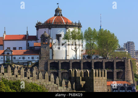 PORTO, PORTUGAL - MAY 15, 2016: Serra do Pilar Monastery spring view, Vila Nova de Gaia town, Porto district, Portugal. Build in 17th century. Stock Photo