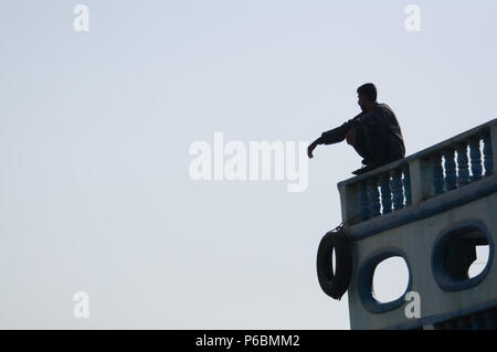 Iranian Dhow Sailors in Deira,Dubai Stock Photo