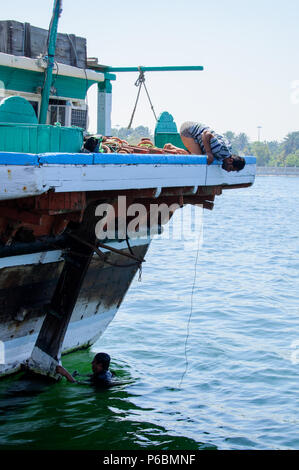 Iranian Dhow Sailors in Deira,Dubai Stock Photo