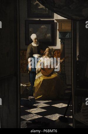 Johannes Vermeer (1632-1675). Dutch painter. The Love Letter, c. 1669-1670. Rijskmuseum. Amsterdam. Netherlands. Stock Photo